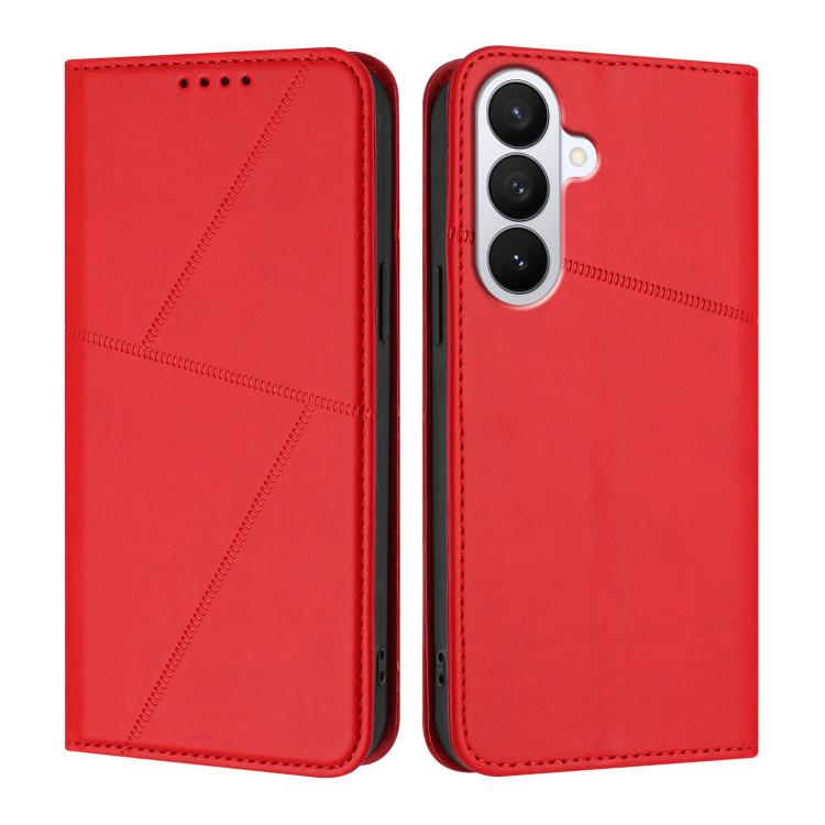 For Samsung Galaxy S26 5G Strong Magnetic Frosted Flip Leather Phone Case(Red)