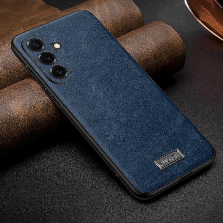 For Samsung Galaxy S26 5G SULADA Shockproof TPU Hybrid Handmade Leather Precise Hole Phone Case(Blue)