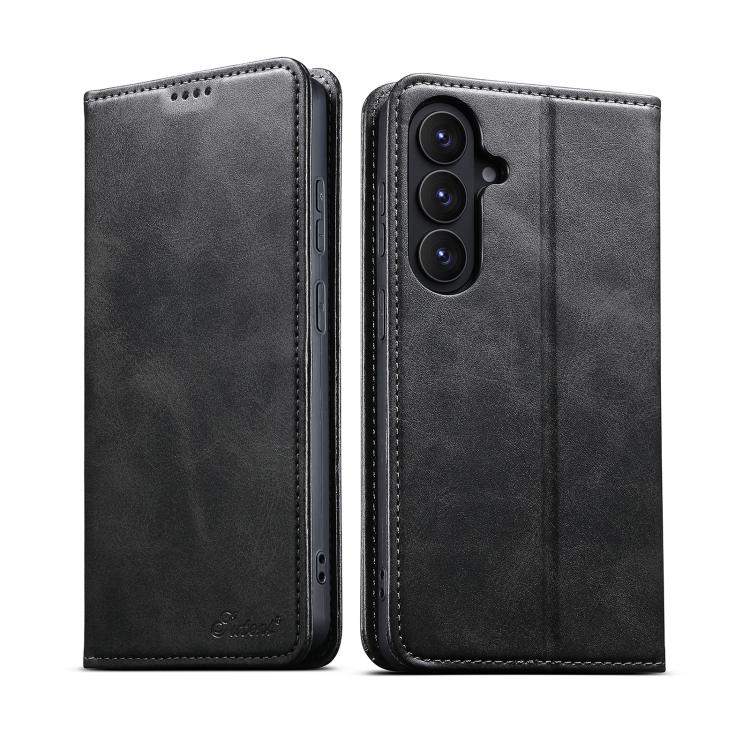 For Samsung Galaxy S26 5G Suteni Calf Texture Horizontal Flip Leather Phone Case(Black)