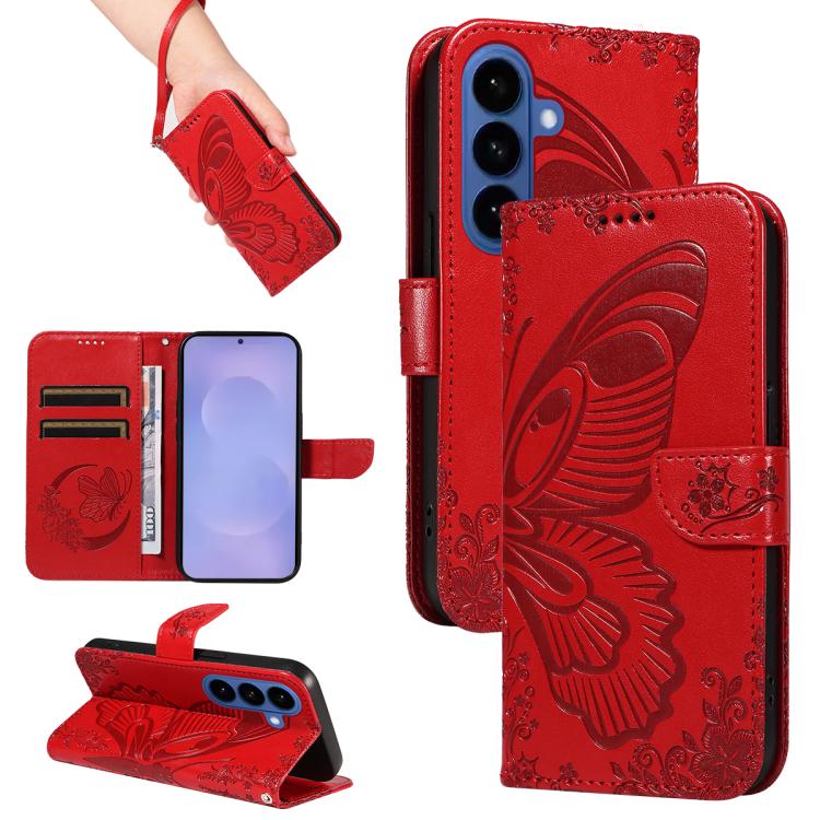 For Samsung Galaxy S26 5G Swallowtail Butterfly Embossed Leather Phone Case(Red)