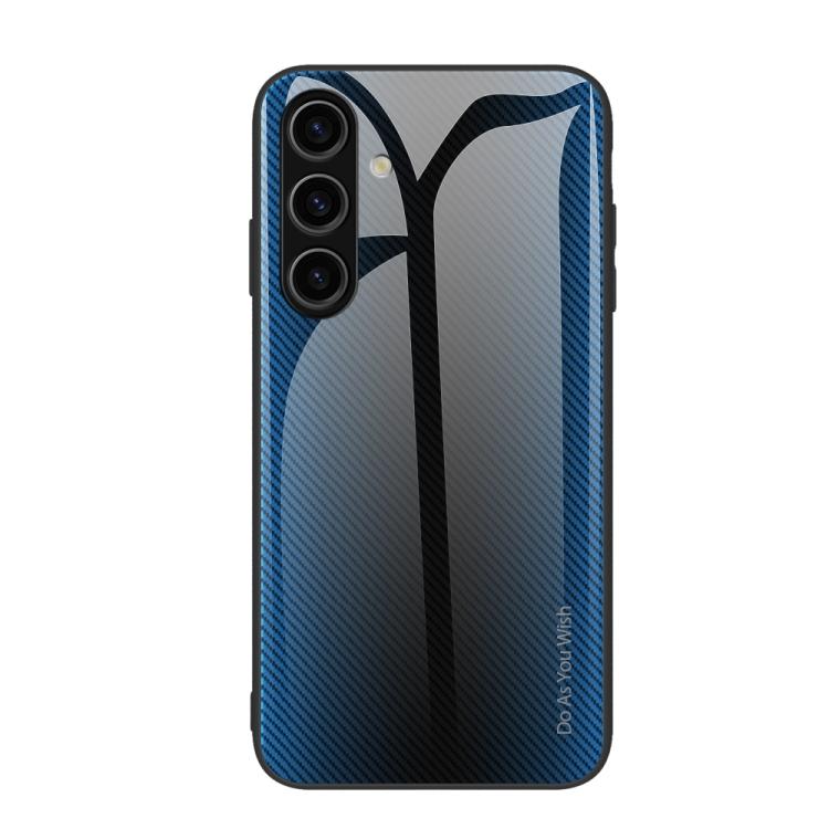 For Samsung Galaxy S26 5G Texture Gradient Glass TPU Phone Case(Blue)