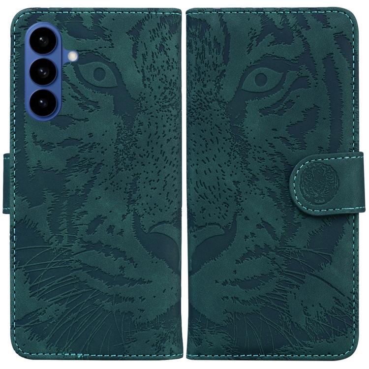 For Samsung Galaxy S26 5G Tiger Embossing Pattern Flip Leather Phone Case(Green)