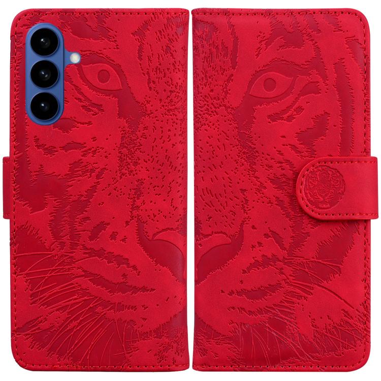 For Samsung Galaxy S26 5G Tiger Embossing Pattern Flip Leather Phone Case(Red)