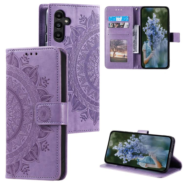 For Samsung Galaxy S26 5G Totem Flower Embossed Leather Phone Case with Lanyard(Purple)