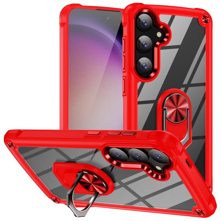 For Samsung Galaxy S26 5G TPU + PC Lens Protection Phone Case with Ring Holder(Red)