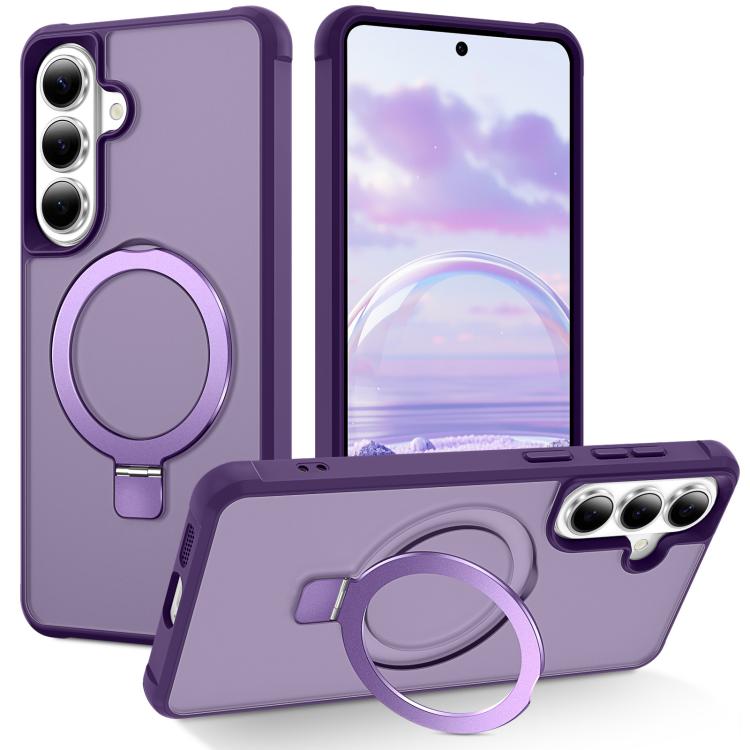 For Samsung Galaxy S26 5G TPU+PC MagSafe Magnetic Holder Phone Case(Purple)