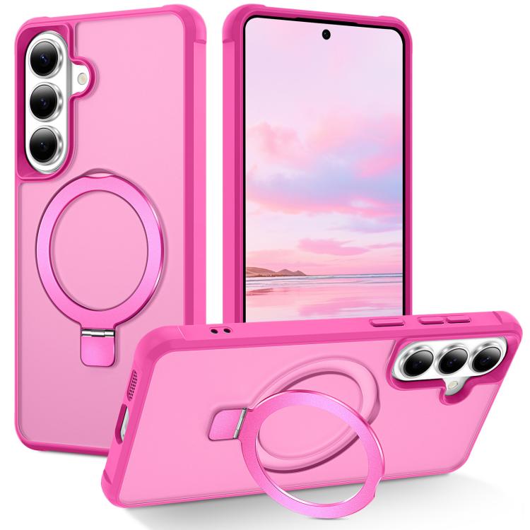 For Samsung Galaxy S26 5G TPU+PC MagSafe Magnetic Holder Phone Case(Rose Red)