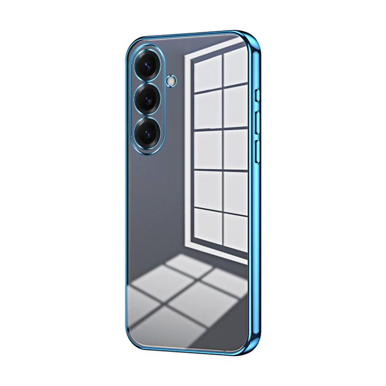 For Samsung Galaxy S26 5G Transparent Plating Fine Hole Phone Case(Blue)
