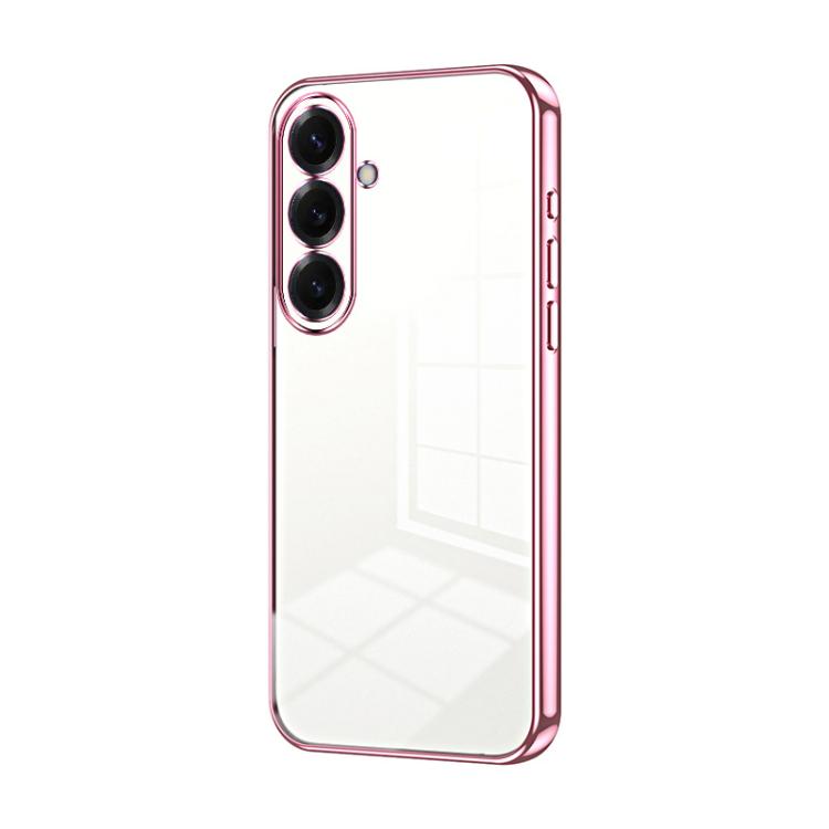 For Samsung Galaxy S26 5G Transparent Plating Fine Hole Phone Case(Pink)