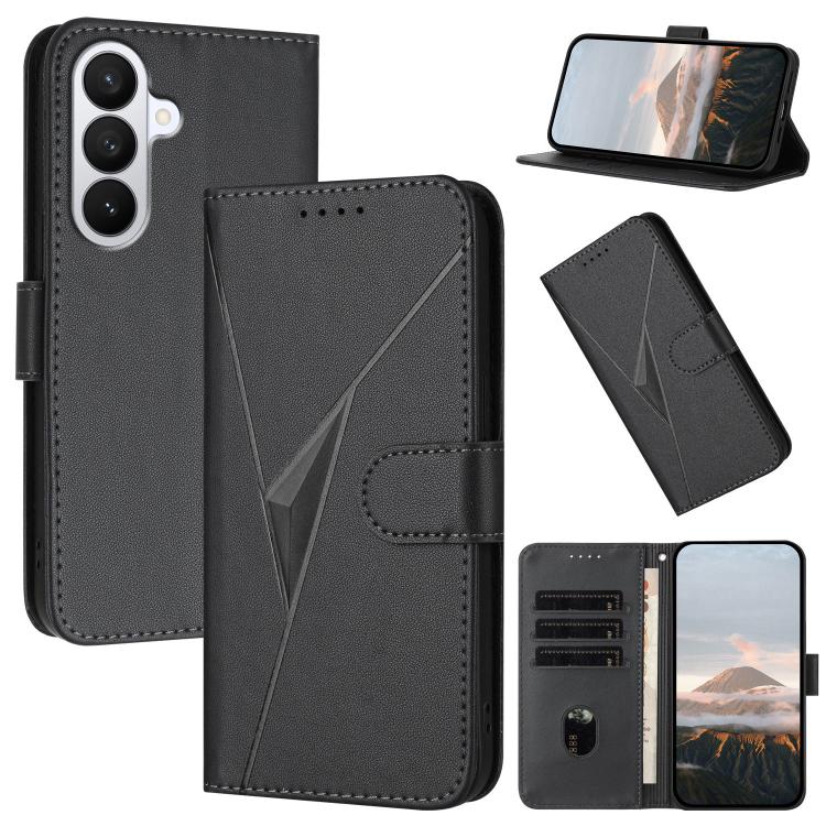 For Samsung Galaxy S26 5G Triangle Pattern Buckle Clasp Leather Phone Case(Black)