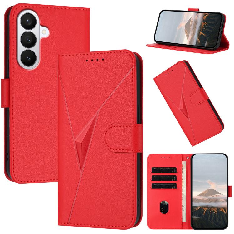 For Samsung Galaxy S26 5G Triangle Pattern Buckle Clasp Leather Phone Case(Red)