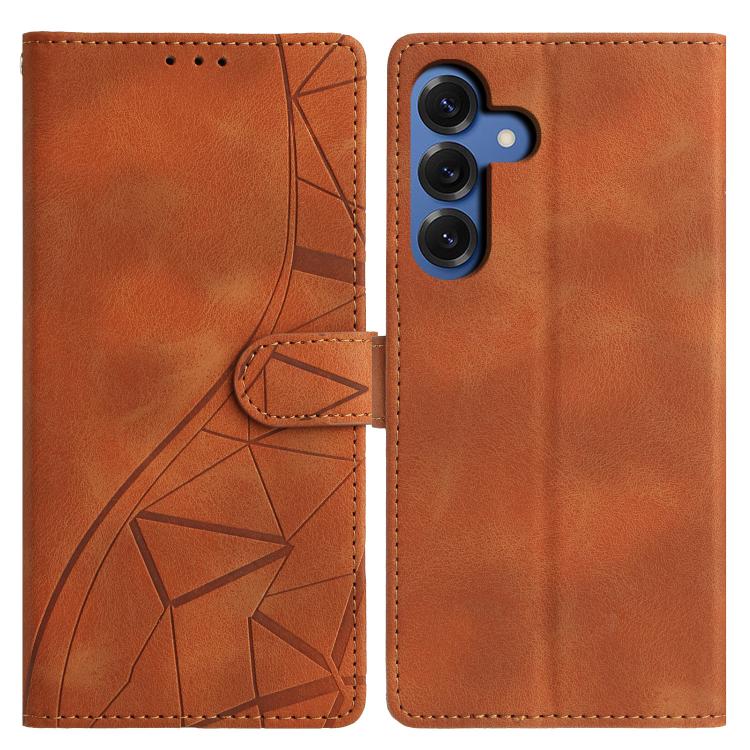 For Samsung Galaxy S26 5G Triangles Embossed Leather Phone Case(Brown)