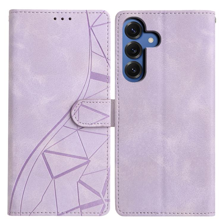 For Samsung Galaxy S26 5G Triangles Embossed Leather Phone Case(Purple)