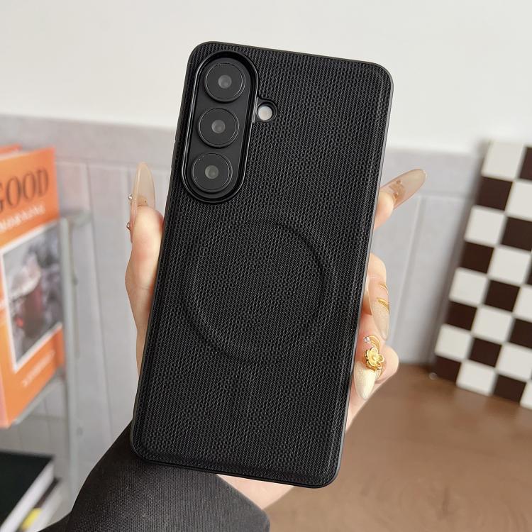 For Samsung Galaxy S26 5G Twill Texture PU Magnetic Phone Case(Black)