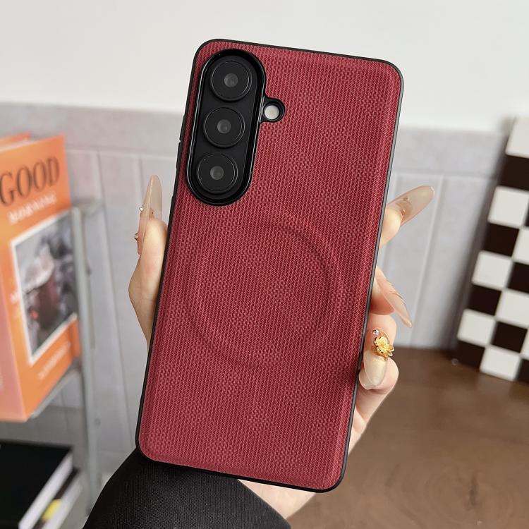 For Samsung Galaxy S26 5G Twill Texture PU Magnetic Phone Case(Red)