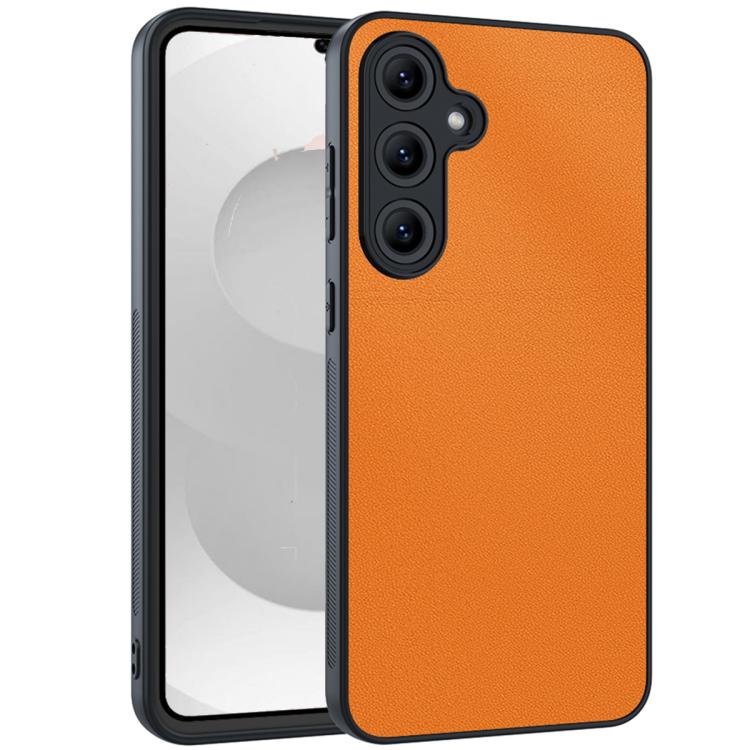 For Samsung Galaxy S26 5G Ultra-thin Plain Skin Leather Phone Case(Orange)