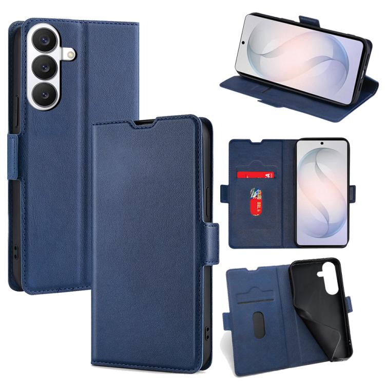 For Samsung Galaxy S26 5G Ultra-thin Voltage Side Buckle Horizontal Flip Leather Phone Case(Blue)