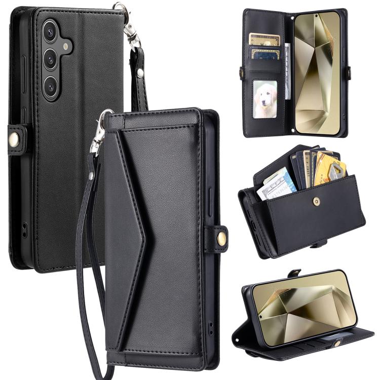 For Samsung Galaxy S26 5G Wallet Multi-card Slot Leather Phone Case with Lanyard(Black)
