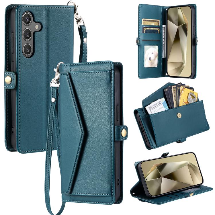 For Samsung Galaxy S26 5G Wallet Multi-card Slot Leather Phone Case with Lanyard(Green)
