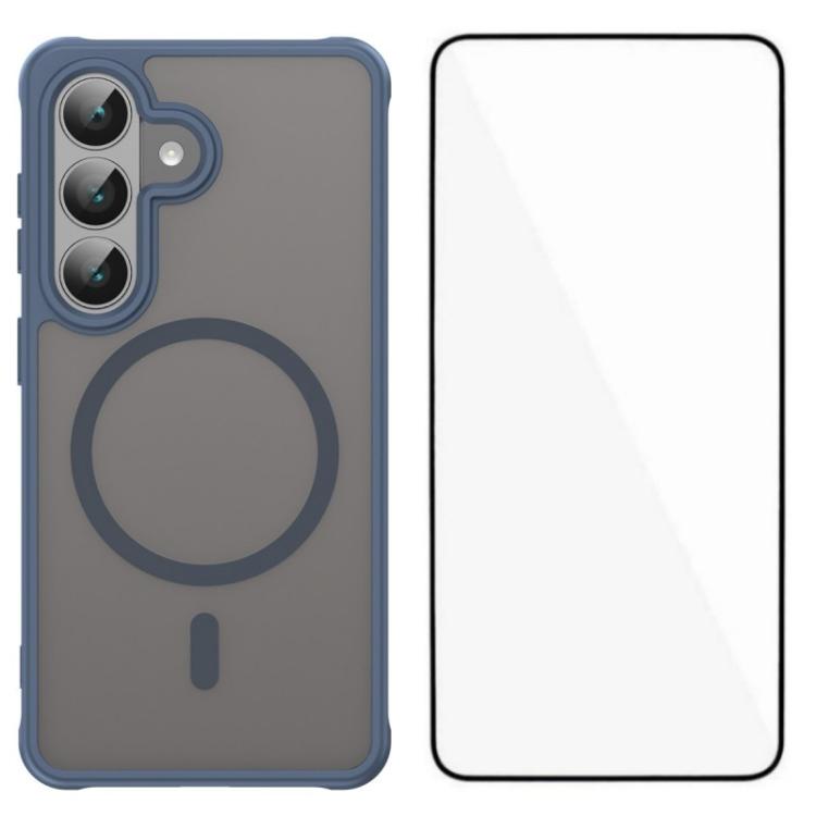 For Samsung Galaxy S26 5G WANLONFENG FD Series Skin Touch Magnetic Phone Case with Screen Film(Blue)