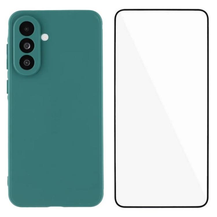 For Samsung Galaxy S26 5G WANLONFENG Square Edge Soft TPU Phone Case with Screen Protector(Green)