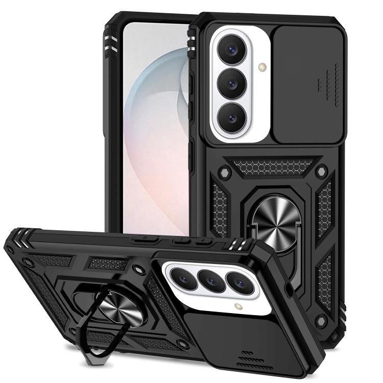 For Samsung Galaxy S26 5G XDcase Sliding Camshield Ring Holder Magnetic Phone Case(Black)