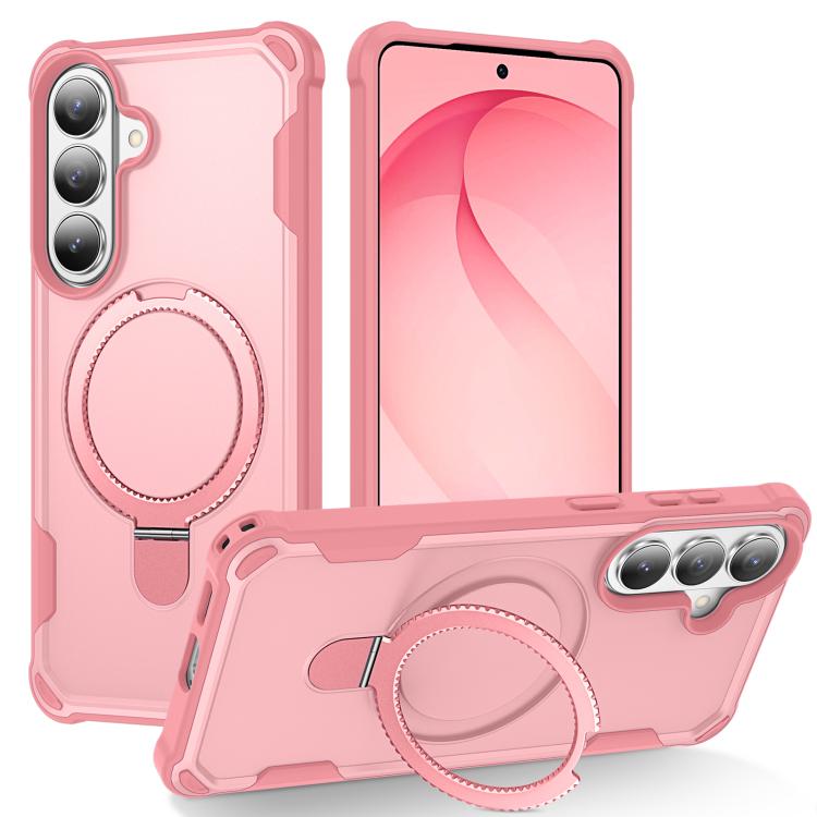 For Samsung Galaxy S26 5G Yingcai Gears MagSafe Holder Shockproof Phone Case(Pink)