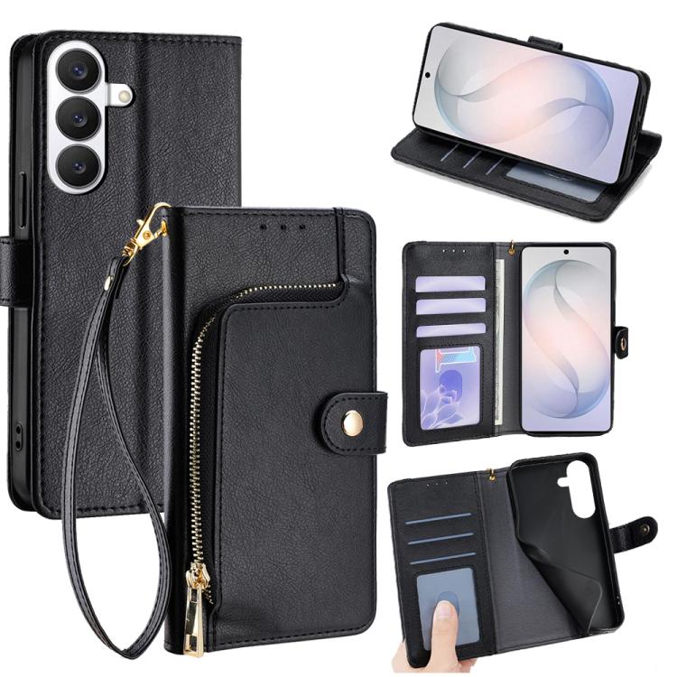 For Samsung Galaxy S26 5G Zipper Bag Leather Phone Case(Black)