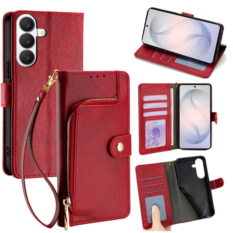 For Samsung Galaxy S26 5G Zipper Bag Leather Phone Case(Red)