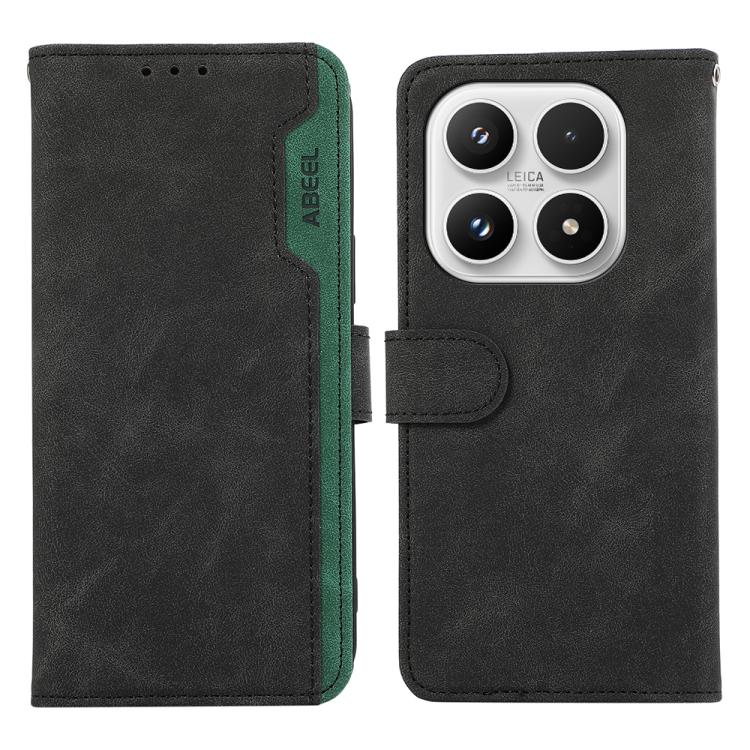 For Xiaomi 17 ABEEL Color Block Magnetic RFID Leather Phone Case(Black-Green)