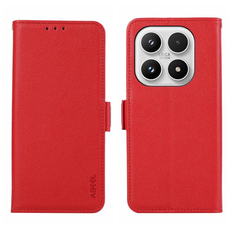 For Xiaomi 17 ABEEL Side-Magnetic Litchi Pattern Leather RFID Phone Case(Red)