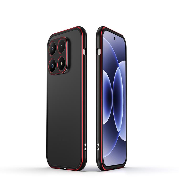 For Xiaomi 17 Aurora Series Lens Protector + Metal Frame Phone Case(Black Red)