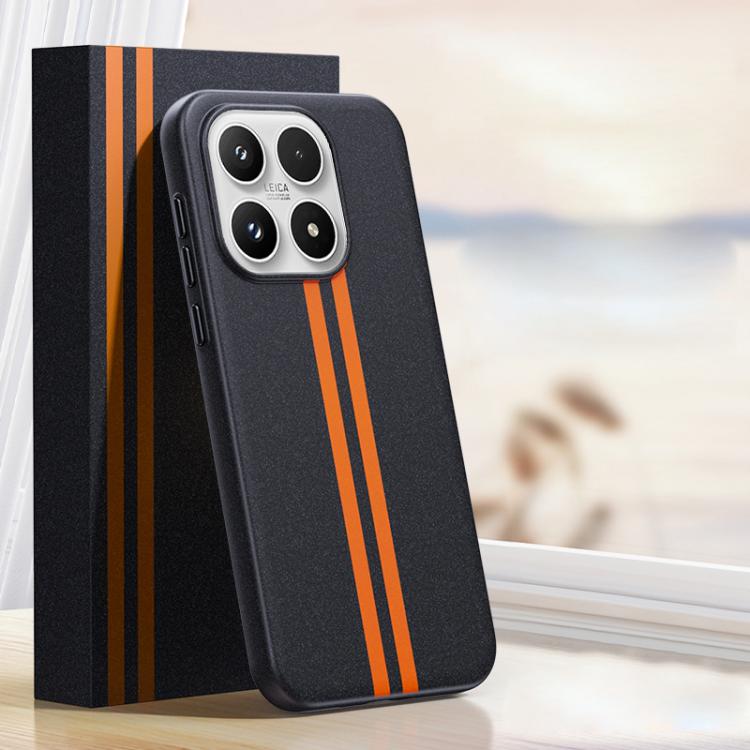 For Xiaomi 17 Boundless Rock Sand Starting Line Series Contrast Color Magnetic Phone Case(Black)