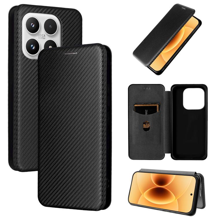 For Xiaomi 17 Carbon Fiber Texture Flip Leather Phone Case(Black)