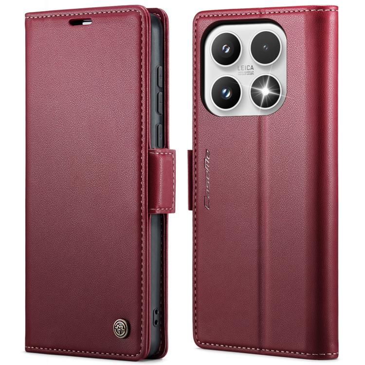 For Xiaomi 17 CaseMe 023 Butterfly Buckle Litchi Texture RFID Anti-theft Leather Phone Case(Red)