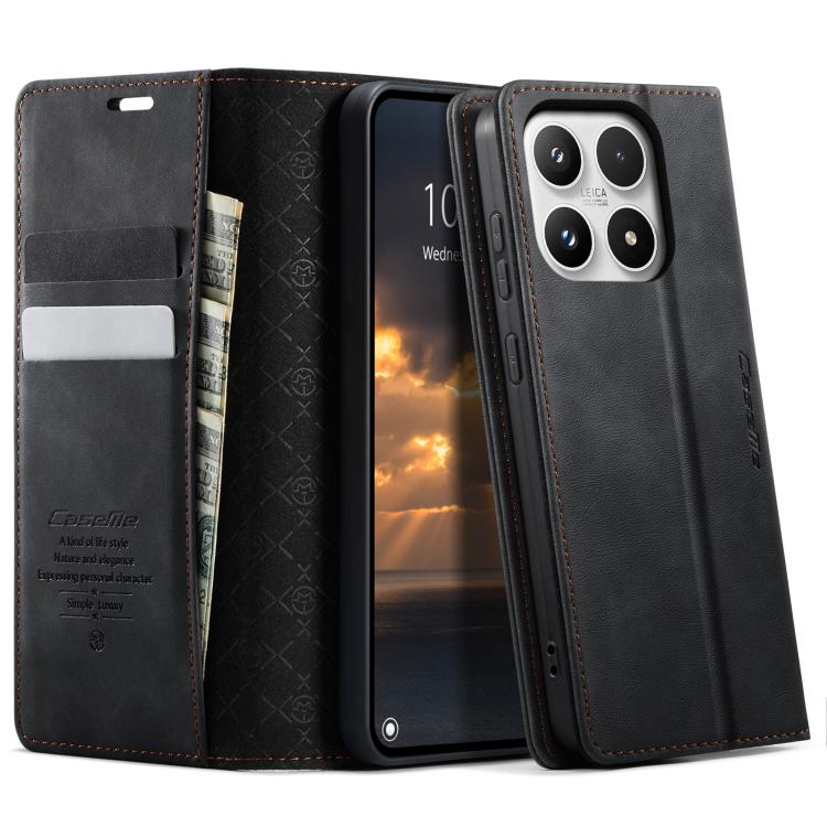 For Xiaomi 17 CaseMe 033 Calf Leather Lining Microfibre RFID Blocking Phone Case(Black)