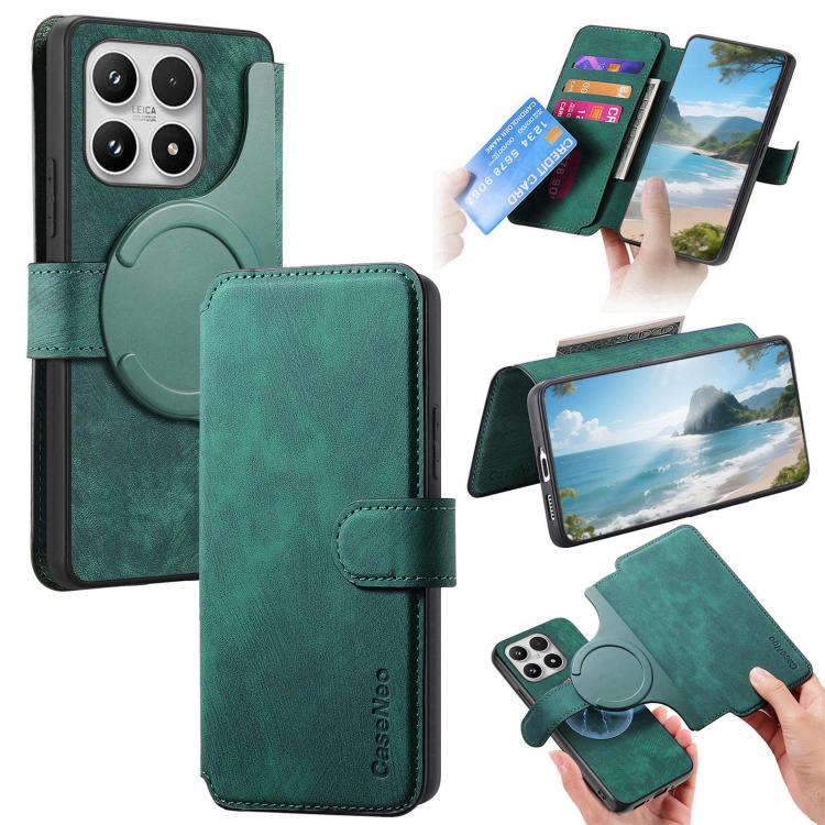 For Xiaomi 17 CaseNeo MagSafe RFID Anti-theft Retro Leather Phone Case(Green)