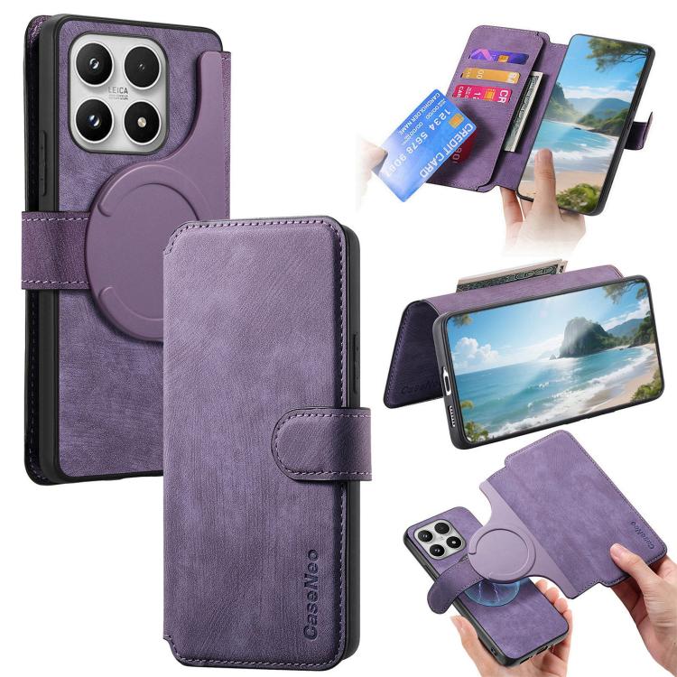 For Xiaomi 17 CaseNeo MagSafe RFID Anti-theft Retro Leather Phone Case(Purple)