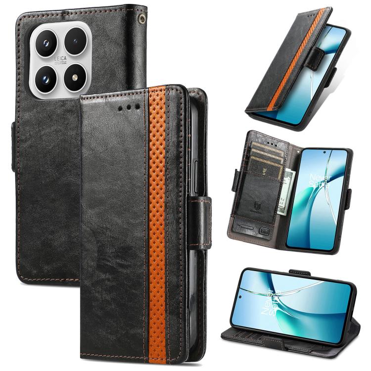 For Xiaomi 17 CaseNeo Splicing Dual Magnetic Buckle Leather Phone Case(Black)