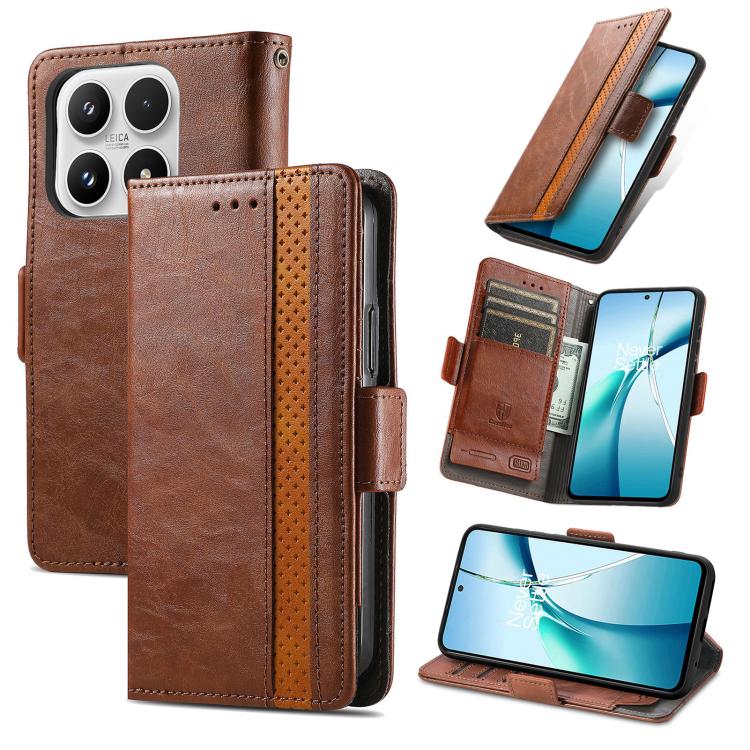 For Xiaomi 17 CaseNeo Splicing Dual Magnetic Buckle Leather Phone Case(Brown)