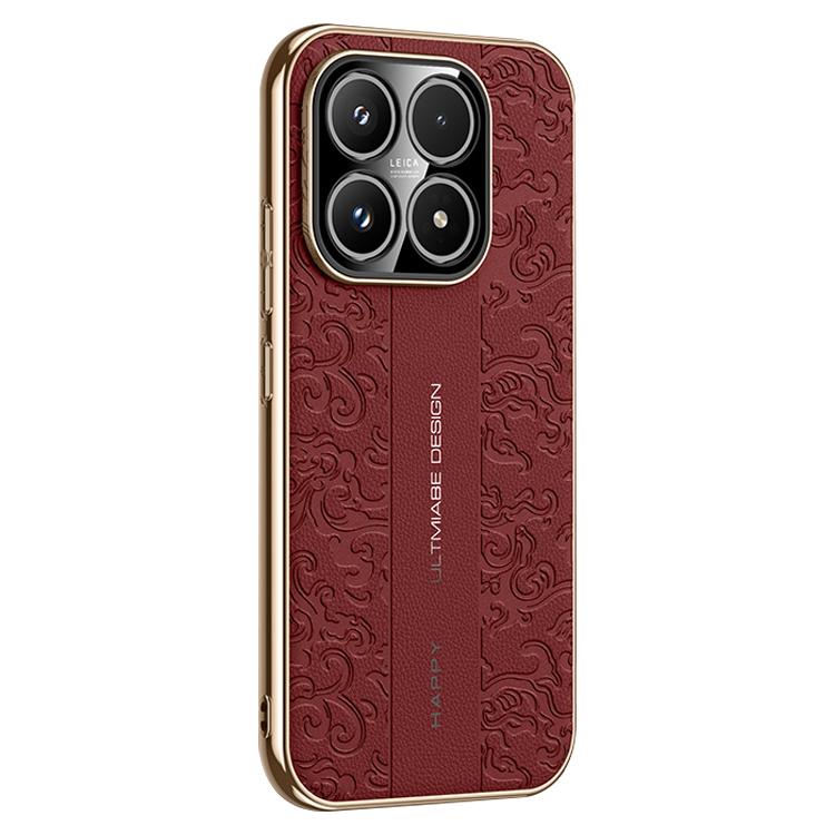 For Xiaomi 17 Cloud Dragon Pattern Plain Leather PC Phone Case(Red)