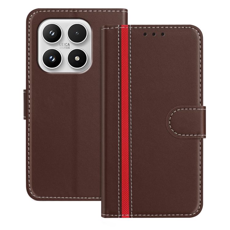 For Xiaomi 17 Color Block Card Slots Vegan Leather Phone Case(Brown)
