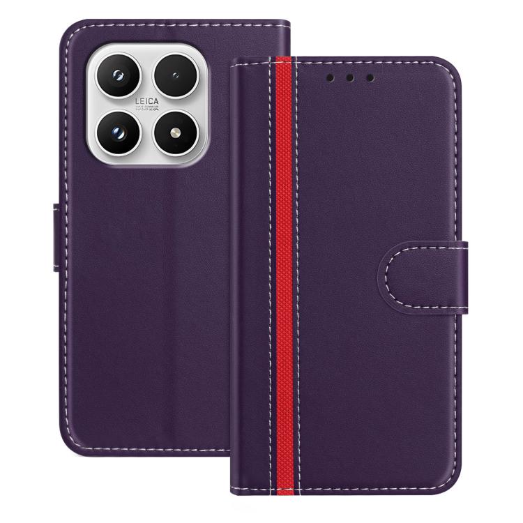 For Xiaomi 17 Color Block Card Slots Vegan Leather Phone Case(Purple)