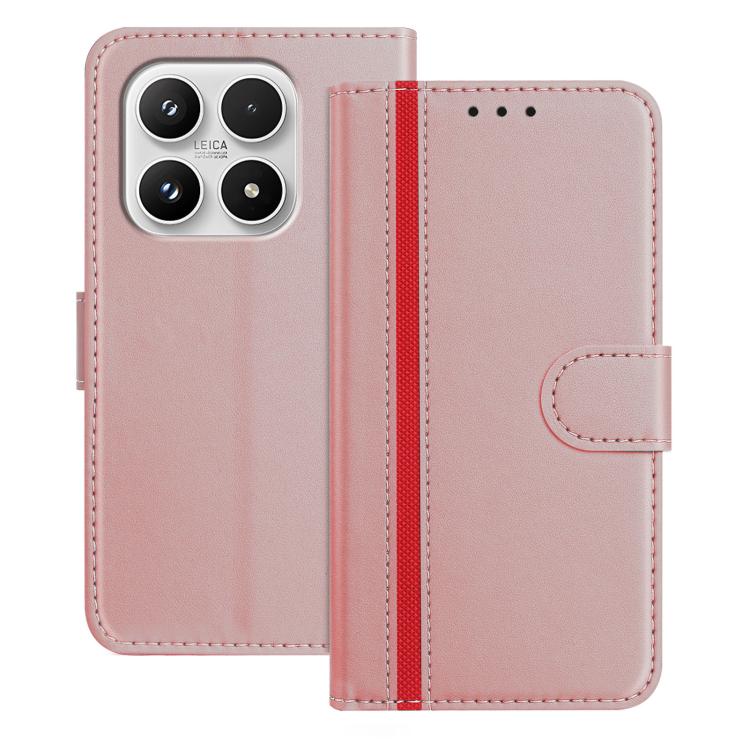 For Xiaomi 17 Color Block Card Slots Vegan Leather Phone Case(Rose Gold)
