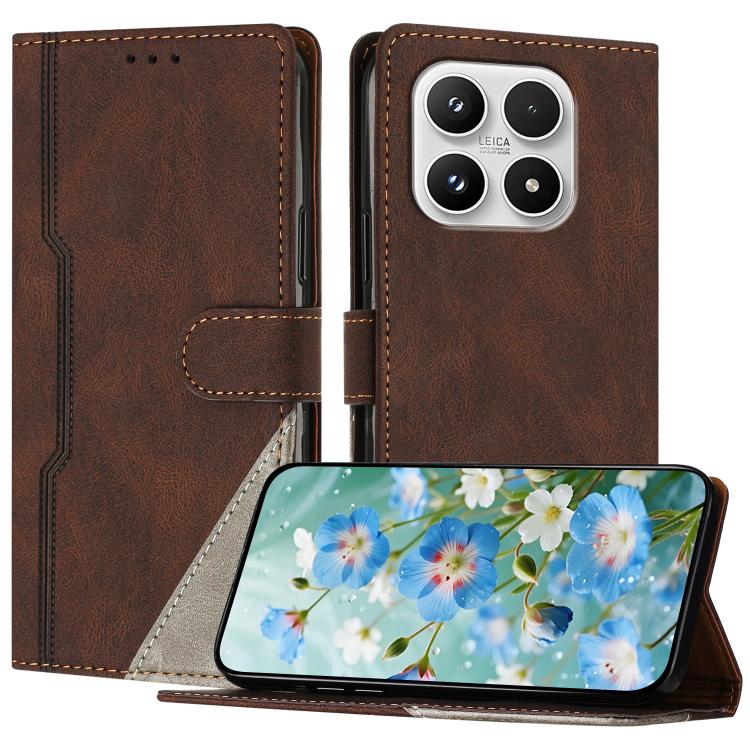 For Xiaomi 17 Color Matching Buckle Clasp Vegan Leather Phone Case(Brown)
