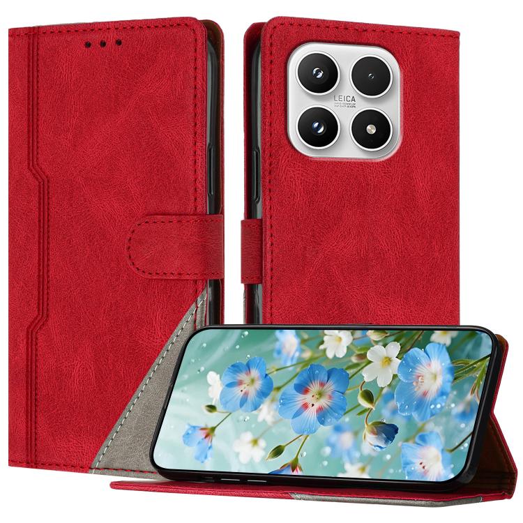 For Xiaomi 17 Color Matching Buckle Clasp Vegan Leather Phone Case(Red)