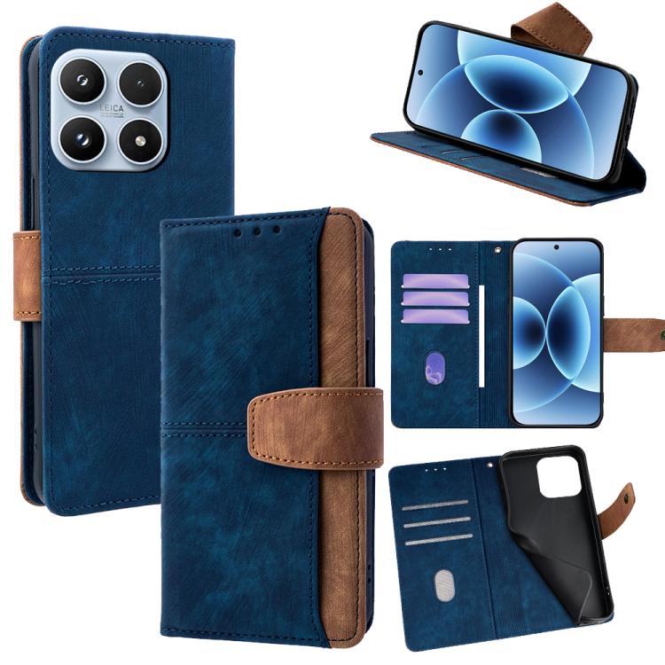 For Xiaomi 17 Color Stitching Skin Feel Leather RFID Blocking Phone Case(Blue)