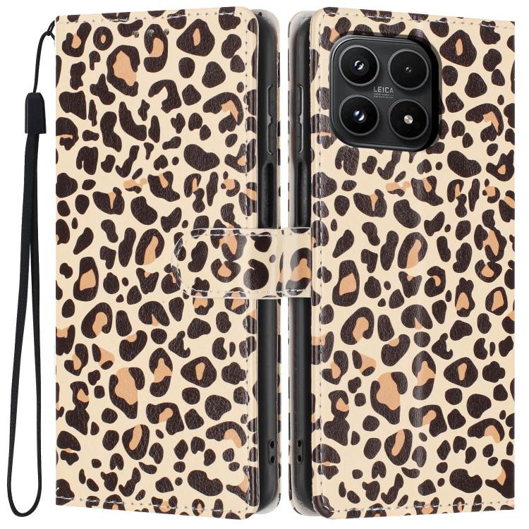 For Xiaomi 17 Colorful Painting Vegan Leather Phone Case with Lanyard(Leopard Print)