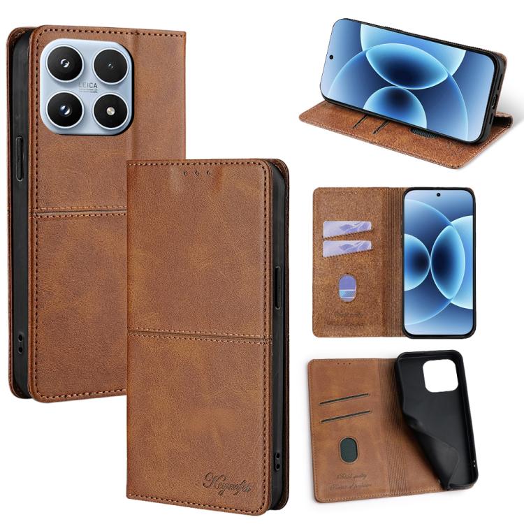 For Xiaomi 17 Cow Texture Magnetic Leather Phone Case(Light Brown)