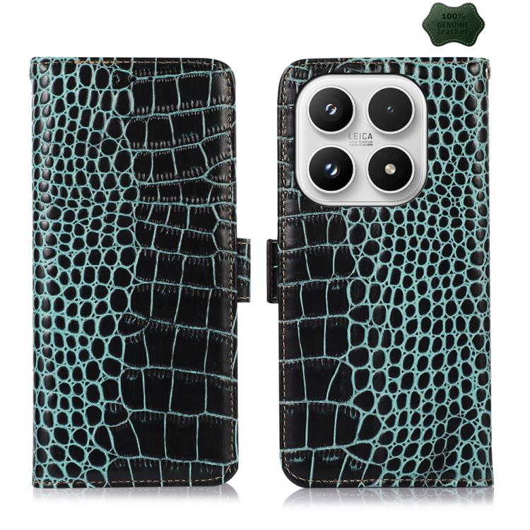 For Xiaomi 17 Crocodile Top Layer Cowhide Leather Phone Case(Green)